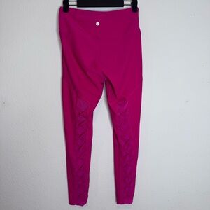 Bally total fitness pink corset back leg ankle cropped leggings small